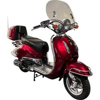 Motorroller ALPHA MOTORS "Firenze Limited" & Mofas rot (weinrot + schwarz) im Retro-Look