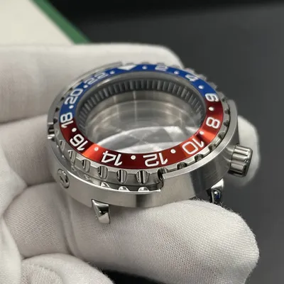 Boîtier de montre de luxe SeATM Tuna cristal de saphir coque en acier massif avec lunette en