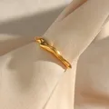 Bague réglable en acier inoxydable plaqué or 18 carats pour femme degré d'eau minimaliste taille