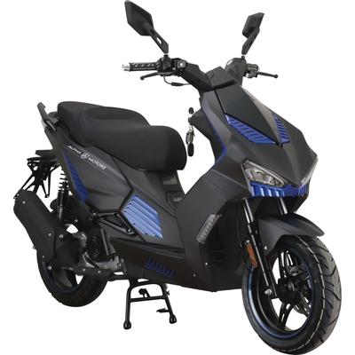 Motorroller ALPHA MOTORS "SHARK", schwarz (schwarz, schwarz), Motorroller & Mofas, 45 km/h, mit integr. Alarmanlage, Keyless-System und USB-Anschluss, B:76cm H:110cm L:190cm, Topseller