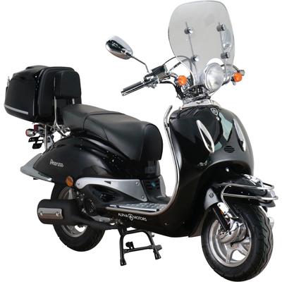 Motorroller ALPHA MOTORS "Retro Firenze Limited", schwarz (schwarz, schwarz), Motorroller & Mofas, 85 km/h, mit Lenkerschloss und Windschild, B:89cm H:112cm L:189cm