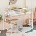 Twin Size Metal Loft Bed with L-shape Desk and Shelve