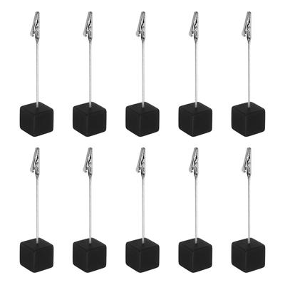 Place Card Holder Resin Cube Base Alligator Clip Photo Holder 10 Pack - Black