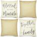 Farmhouse Throw Pillow Covers, Rustic Home Decor (18 x 18 in, 4 Pack)