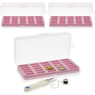 Bobbins Organizer with EVA Cushion for Sewing, 30 Grids (7.15 x 3.5 x 1.15 in, 3 Pack)