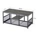 Industrial Rectangle Wood Coffee Table with Storage Shelf, Metal Frame Home Tea Table Desk