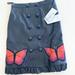 Gucci Skirts | Gucci Leather Butterflies Embroidered Skirt. $4500 It 40 Nwt | Color: Black/Red | Size: 4
