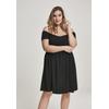 Shirtkleid URBAN CLASSICS "Urban Classics Damen Ladies Smoked Off Shoulder Dress", Damen, Gr. L, US-Größen, schwarz, 100% Viskose, unifarben, klassisch, normal, Carmenausschnitt, Kurzarm, Kleider