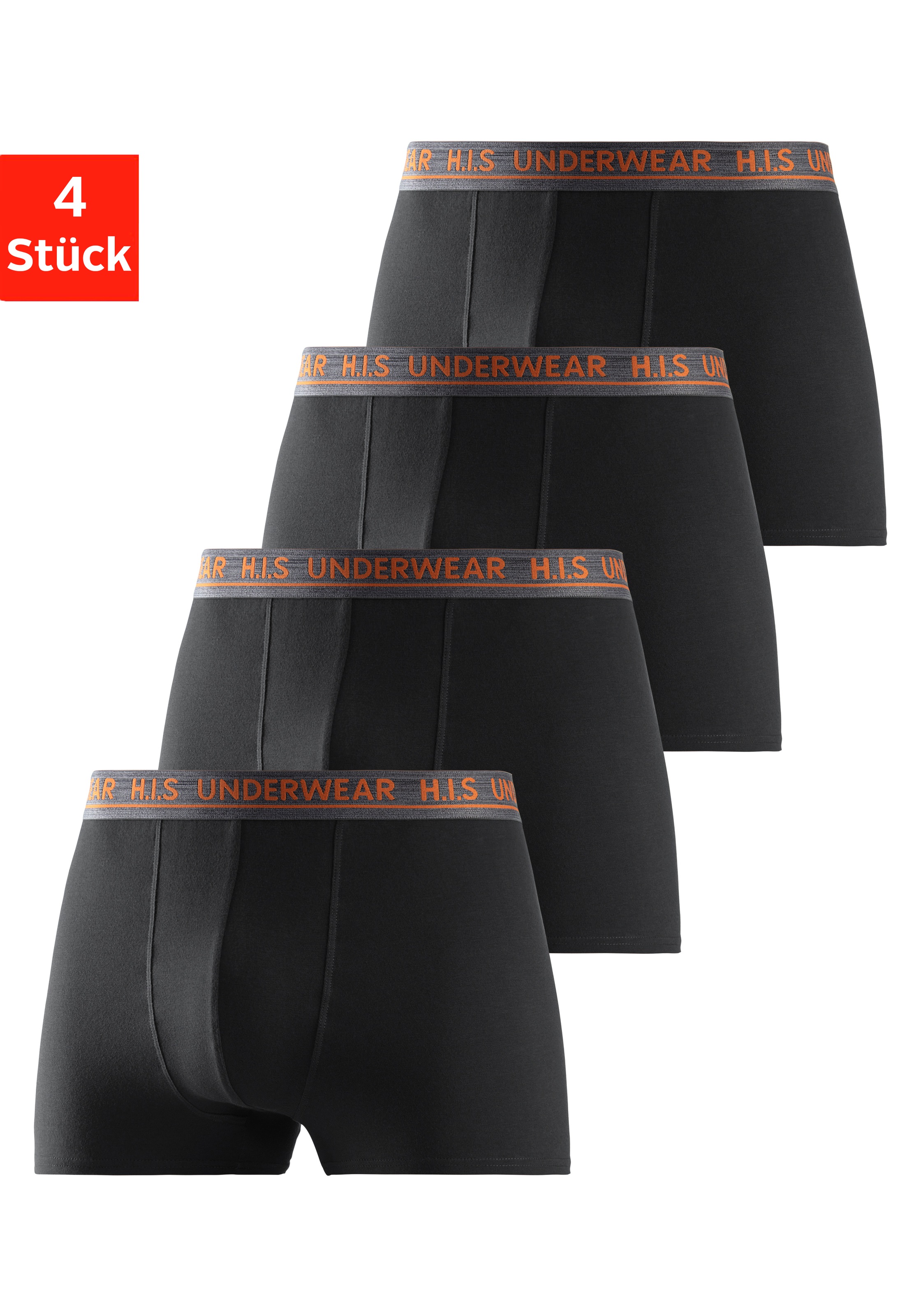 Boxer H.I.S "Boxershorts für Herren", Herren, Gr. XL, schwarz, Jersey, Obermaterial: 95% Baumwolle, 5% Elasthan, unifarben, Unterhosen, mit bequemem Stretchbündchen Image
