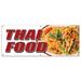 SignMission THAI FOOD BANNER SIGN Pad Thai Sushi Satay Curry Spring Rolls Tofu Take Plastic in White | 24 H x 72 W x 0.1 D in | Wayfair