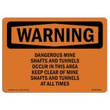 SignMission Dangerous Mine Shafts & Tunnels Occur Sign Plastic in Black/Orange | 12 H x 18 W x 0.1 D in | Wayfair OS-WS-A-1218-L-12042