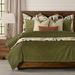 Smithsonian Pleated Velvet Olive Duvet Cover & Insert Set Polyester/Polyfill/Velvet in Green | Full Duvet Cover + 2 Shams + 3 Pillows | Wayfair