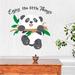 Trinx Little Panda Bear Animal Hanging on a Tree Branch Wall Decal Vinyl in Black/Green/White | 28 H x 28 W in | Wayfair