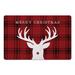 Red 18 x 27 x 1 in Kitchen Mat - The Holiday Aisle® Denayah Merry Christmas Deer Kitchen Mat Synthetics | 18 H x 27 W x 1 D in | Wayfair