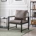 Faux Leather Accent Chair Arm Chairs with Black Powder Coated Metal Frame