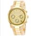 Michael Kors Accessories | Michael Kors Chronograph Quartz Dial Gold Tone Stainless Steel Ladies Watch Euc | Color: Gold/Tan | Size: Os