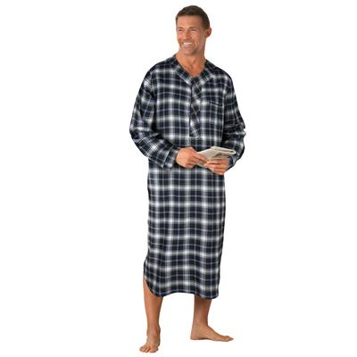 Men's Big & Tall Plaid Flannel Nightshirt by KingSize in Hunter Blue Plaid (Size L/XL) Pajamas