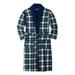 Men's Big & Tall Jersey-Lined Flannel Robe by KingSize in Hunter Blue Plaid (Size M/L)