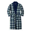 Men's Big & Tall Jersey-Lined Flannel Robe by KingSize in Hunter Blue Plaid (Size 6XL/7XL)