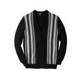 Men's Big & Tall Lightweight Striped Cardigan Sweater by KingSize in Black (Size 7XL)