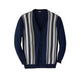 Men's Big & Tall Lightweight Striped Cardigan Sweater by KingSize in Navy (Size 8XL)