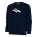 Women's Antigua Navy Denver Broncos Victory Crewneck Chenille Pullover Sweatshirt