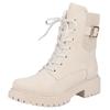 Winterstiefelette RIEKER, Damen, Gr. 37, beige, Textil, Lederimitat, elegant, Schuhe, Schnürstiefelette, Schnürboots, Profilsohle mit Stretch am Schaft