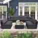 Latitude Run® 6 - Person Outdoor Seating Group w/ Cushions Synthetic Wicker/All - Weather Wicker/Wicker/Rattan in Gray/Black | Wayfair