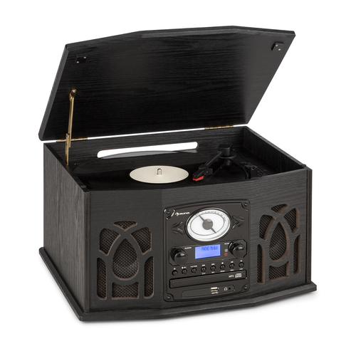 NR-620 DAB Stereoanlage Holz Plattenspieler DAB+ CD-Player schwarz