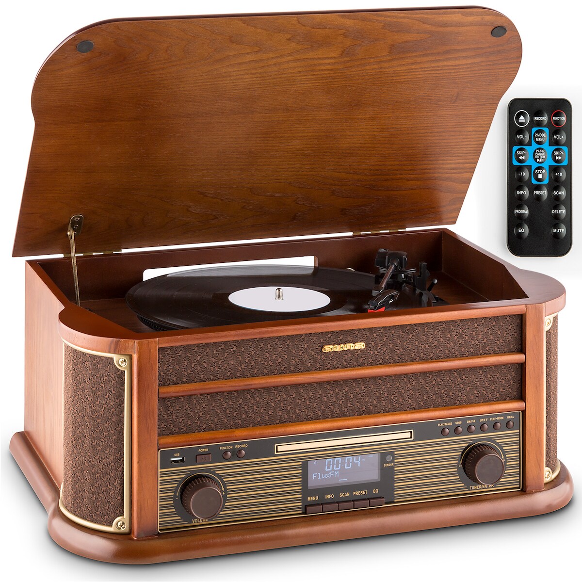 auna Belle Epoque 1908 DAB Retro-Stereoanlage Plattenspieler DAB+ Kirschbaumholz Image