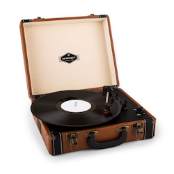 auna Jerry Lee Retro-Plattenspieler LP USB braun Tabak