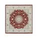 Shahbanu Rugs Cherry Red Nain Medallion and Flower Design 250 KPSI Wool and Silk Hand Knotted Square Oriental Rug (5'9" x 6'0")