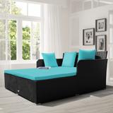 Costway Outdoor Patio Rattan Daybed Pillows Cushioned Sofa Furniture - See details