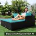 Costway Outdoor Patio Rattan Daybed Pillows Cushioned Sofa Furniture - See details