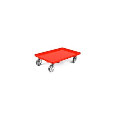 PROREGAL Transportroller für Euroboxen 60x40cm mit Gummiräder rot | Geschlossenes Deck | 4 Lenkrollen | Traglast 300kg