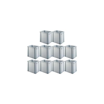 PROREGAL 10x Eurobehälter mit geschlossenem Griff | HxBxT 40x30x40cm | 37 Liter | Grau | Eurobox, Transportbox, Transportbehälter Image