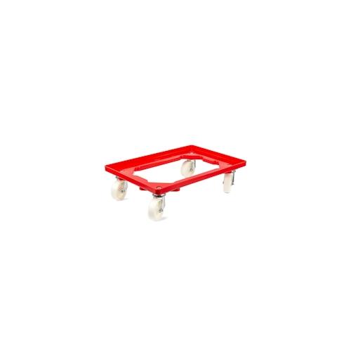 PROREGAL Transportroller Kistenroller Logistikroller mit Kunststoffräder rot | HxBxT 15×60,7×40,7cm | Offen | 2 Lenkrollen & 2 Bockrollen | 2 Stück