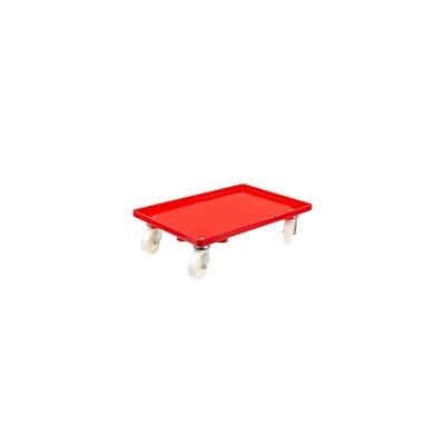 PROREGAL Transportroller für Euroboxen 60x40cm mit Kunststoffräder rot | Geschlossenes Deck | 2 Lenkrollen & 2 Bockrollen | Traglast 300kg Image
