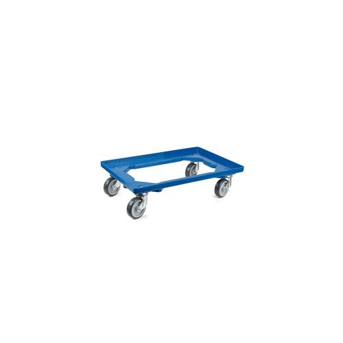 PROREGAL Transportroller Kistenroller Logistikroller mit Gummiräder blau | HxBxT 15×60,7×40,7cm | Offen | 2 Lenkrollen & 2 Bockrollen | 2 Stück