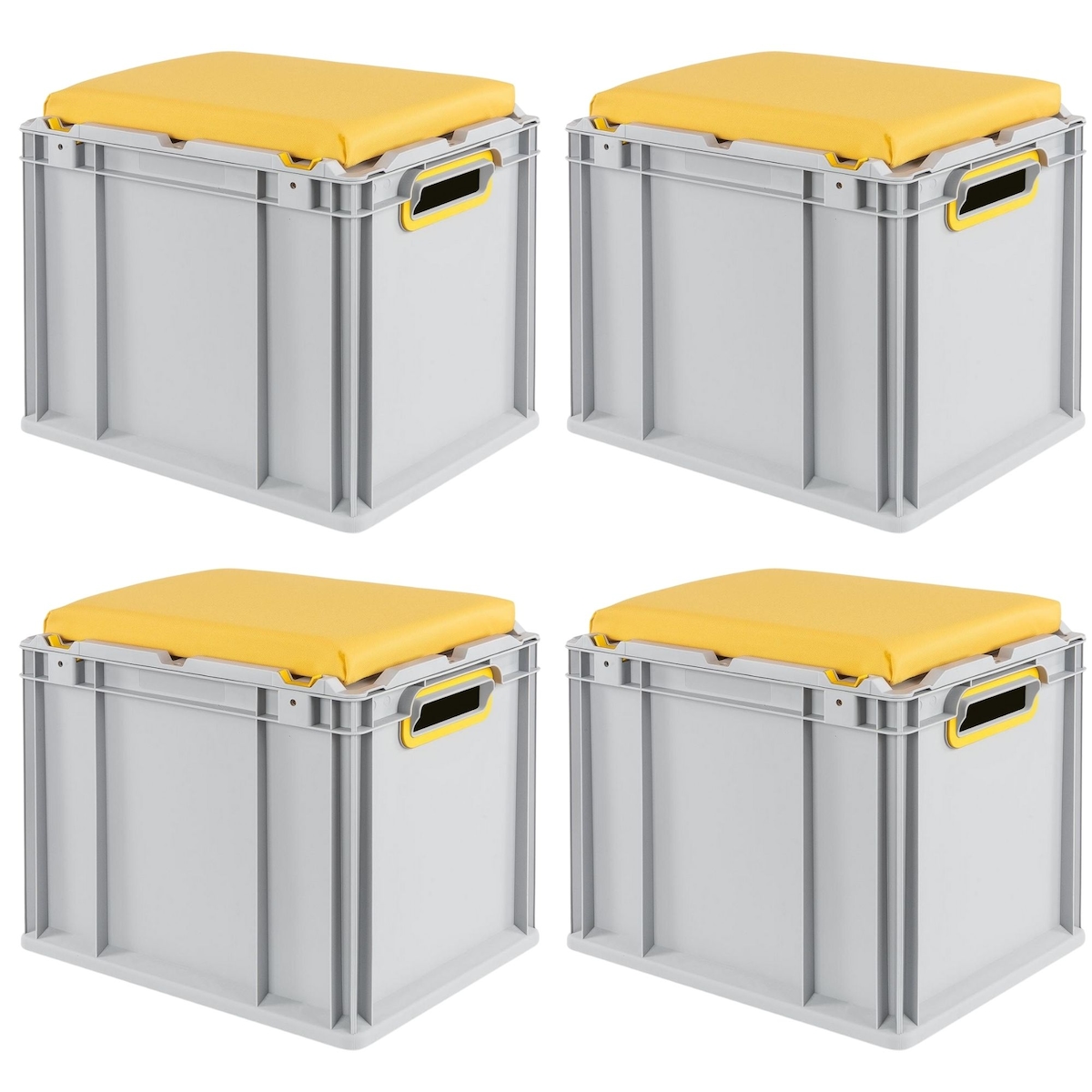 PROREGAL 4x Eurobox NextGen Seat Box Gelb | HxBxT 36,5x30x40cm | 30 Liter | Griffe offen | Eurobehälter, Sitzbox Image