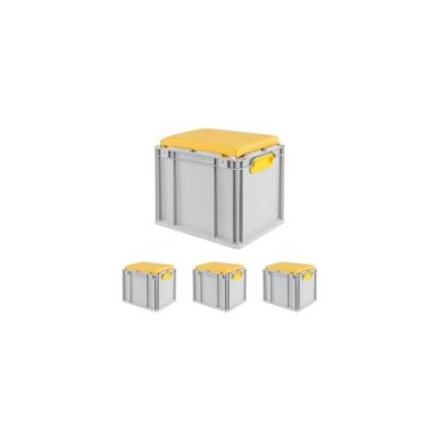 PROREGAL 4x Eurobox NextGen Seat Box Gelb | HxBxT 36,5x30x40cm | 30 Liter | Griffe geschlossen | Eurobehälter, Sitzbox Image