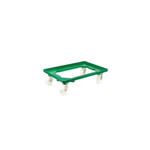 PROREGAL Transportroller Kistenroller Logistikroller mit Kunststoffräder grün | HxBxT 15×60,7×40,7cm | Offen | 2 Lenkrollen & 2 Bockrollen | 2 Stück