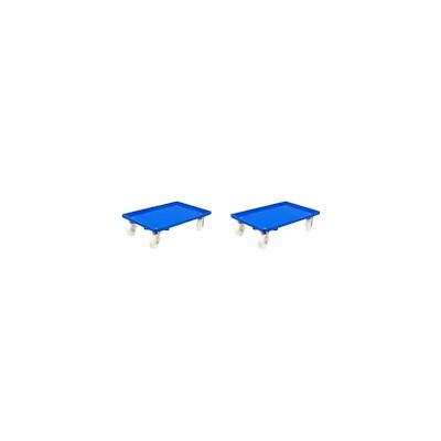 PROREGAL 2x Transportroller für Euroboxen 60x40cm mit Kunststoffräder blau | Geschlossenes Deck | 4 Lenkrollen | Traglast 300kg Image