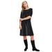 Plus Size Women's Puff Sleeve Velour Dress by ellos in Black (Size 26/28)