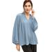 Plus Size Women's Pleated Full Sleeve Blouse by ellos in Blue Fog (Size 28)