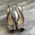 Jessica Simpson Shoes | Jessica Simpson Cheetah Peep Toe Slingback Heels | Color: Tan | Size: 10