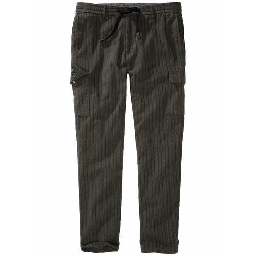 Mey & Edlich Herren Cargo-Hose Slim Tapered Gruen gestreift