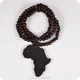 Collier pendentif carte de l'Afrique avec perles en bois bijoux à la mode Hip Hop marron foncé