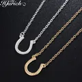 Hfarich-Collier sabot de cheval pour femme pendentif en fer à cheval porte-bonheur bijoux en U