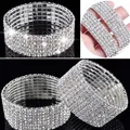 1/2/3/4/5 rangées Bracelet mode bijoux de mariage pour mariée cristal strass Bracelet extensible